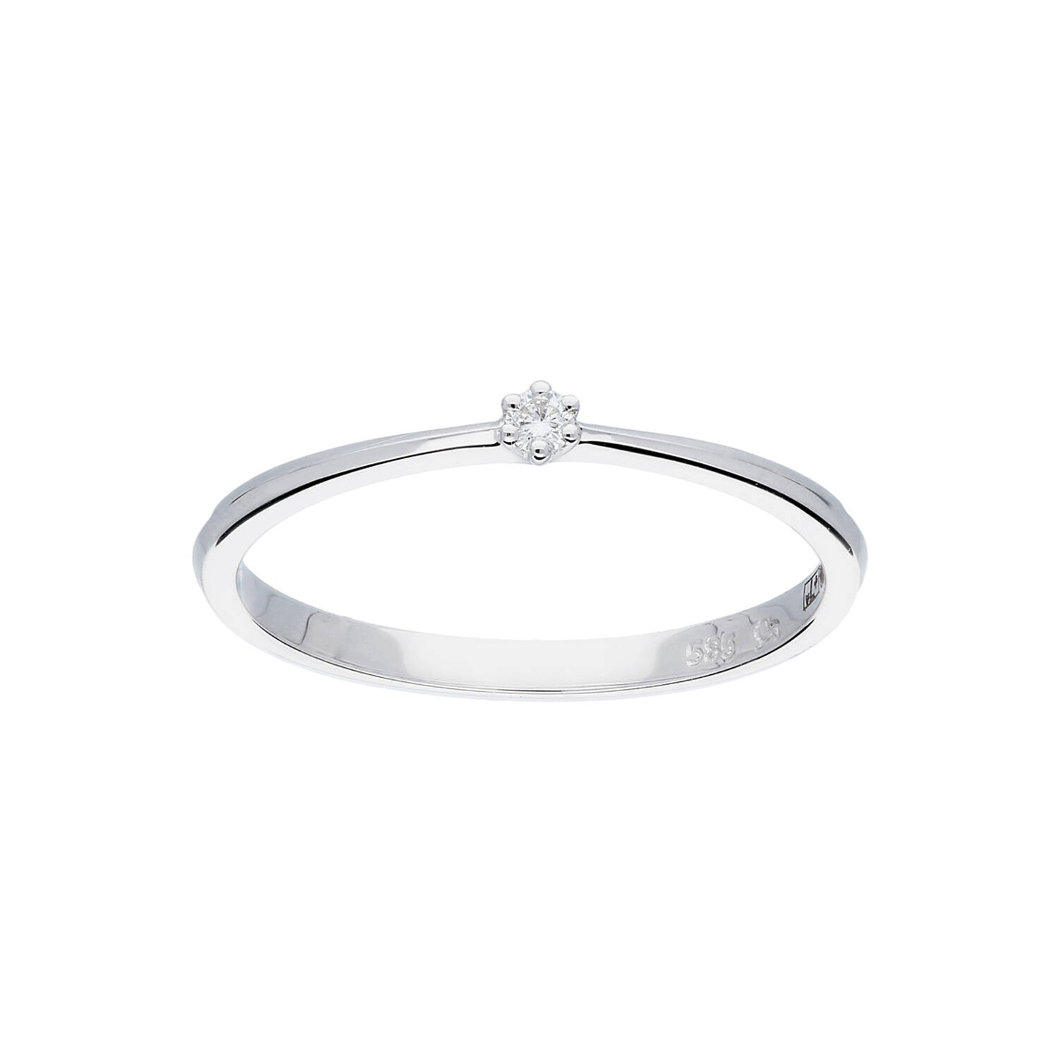 Ring Solitair Diamant - 585 Wit - 2,1gr - 1-0.03 G-SI