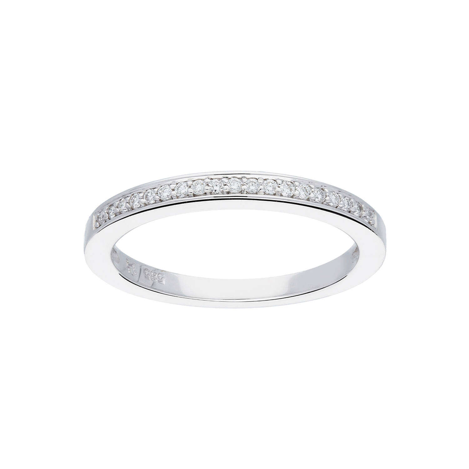 Ring Riviera Diamant - 585 Wit - 2,3gr - 19-0.09ct G-SI