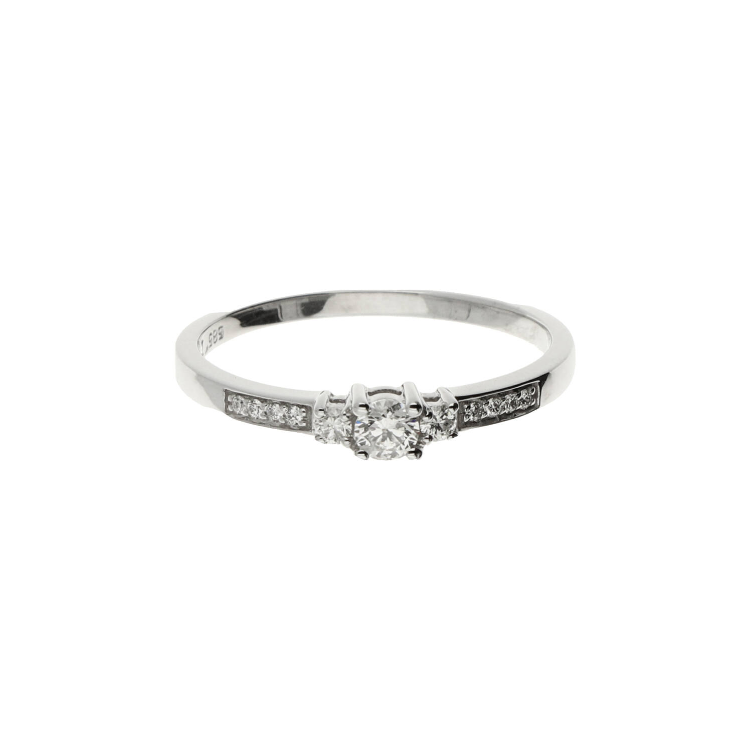Ring Fantasie Diamant - 585 Wit - 1,71gr - 11-0.19ct