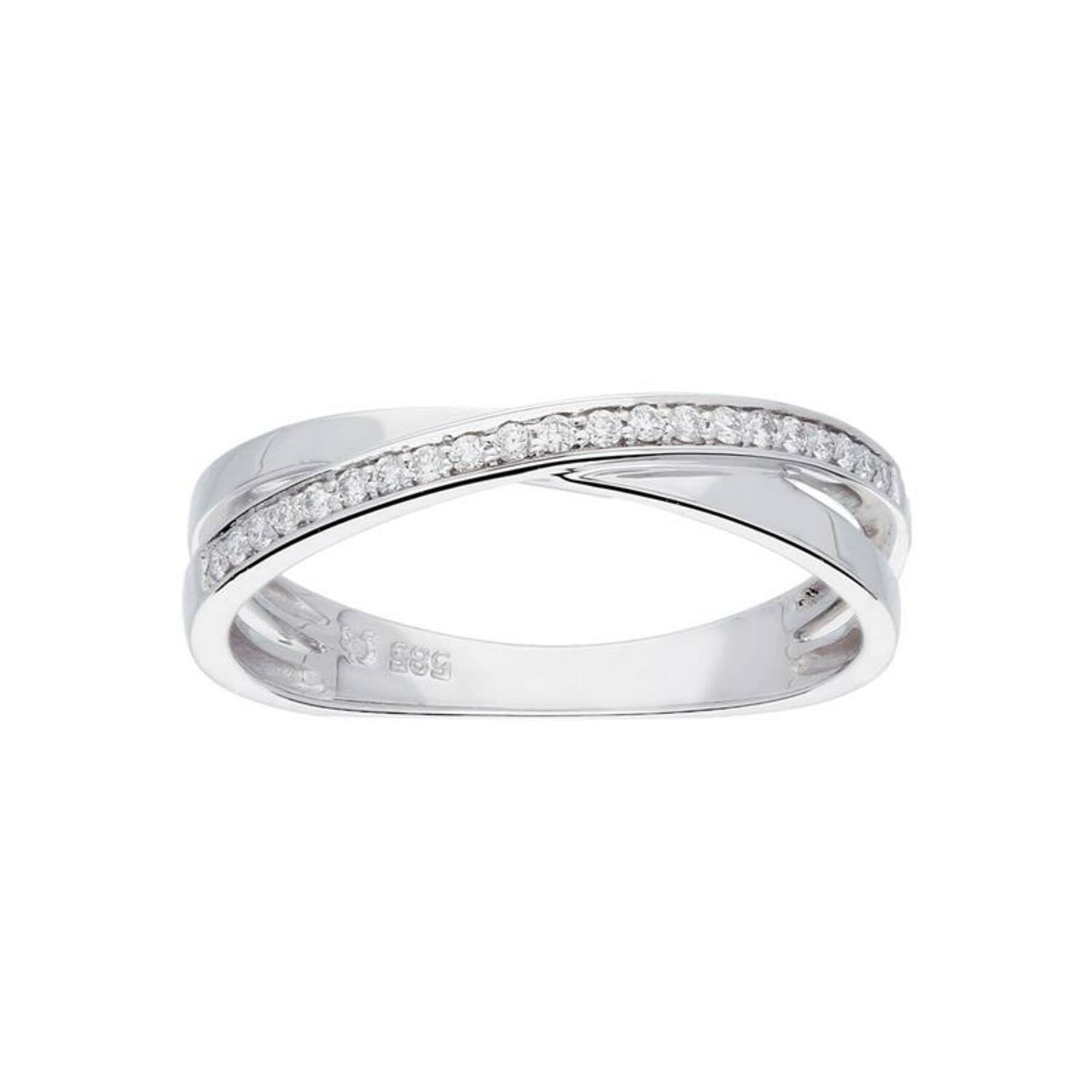 Ring Fantasie Diamant - 585 Wit - 2,3gr - 21-0.10ct G-SI