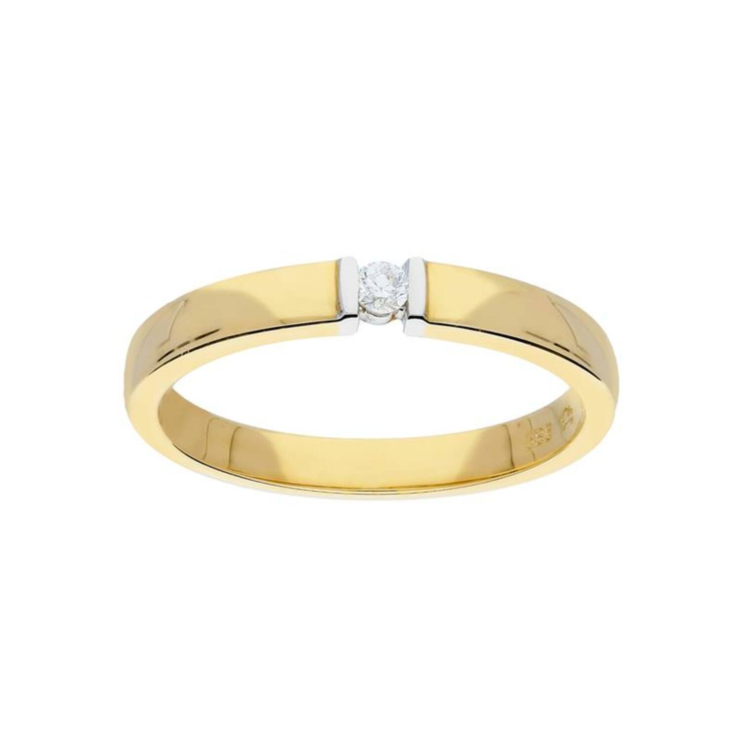 Ring Solitair Diamant - 585 Geel/Wit - 2,6gr - 1-0.04 G-SI