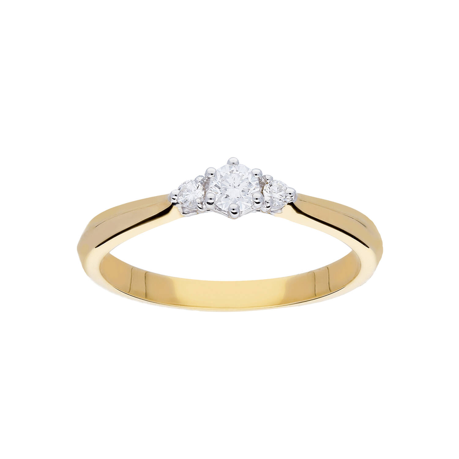 Ring Fantasie Diamant - 585 Geel/Wit - 2,2gr - 3-0.19ct G-SI