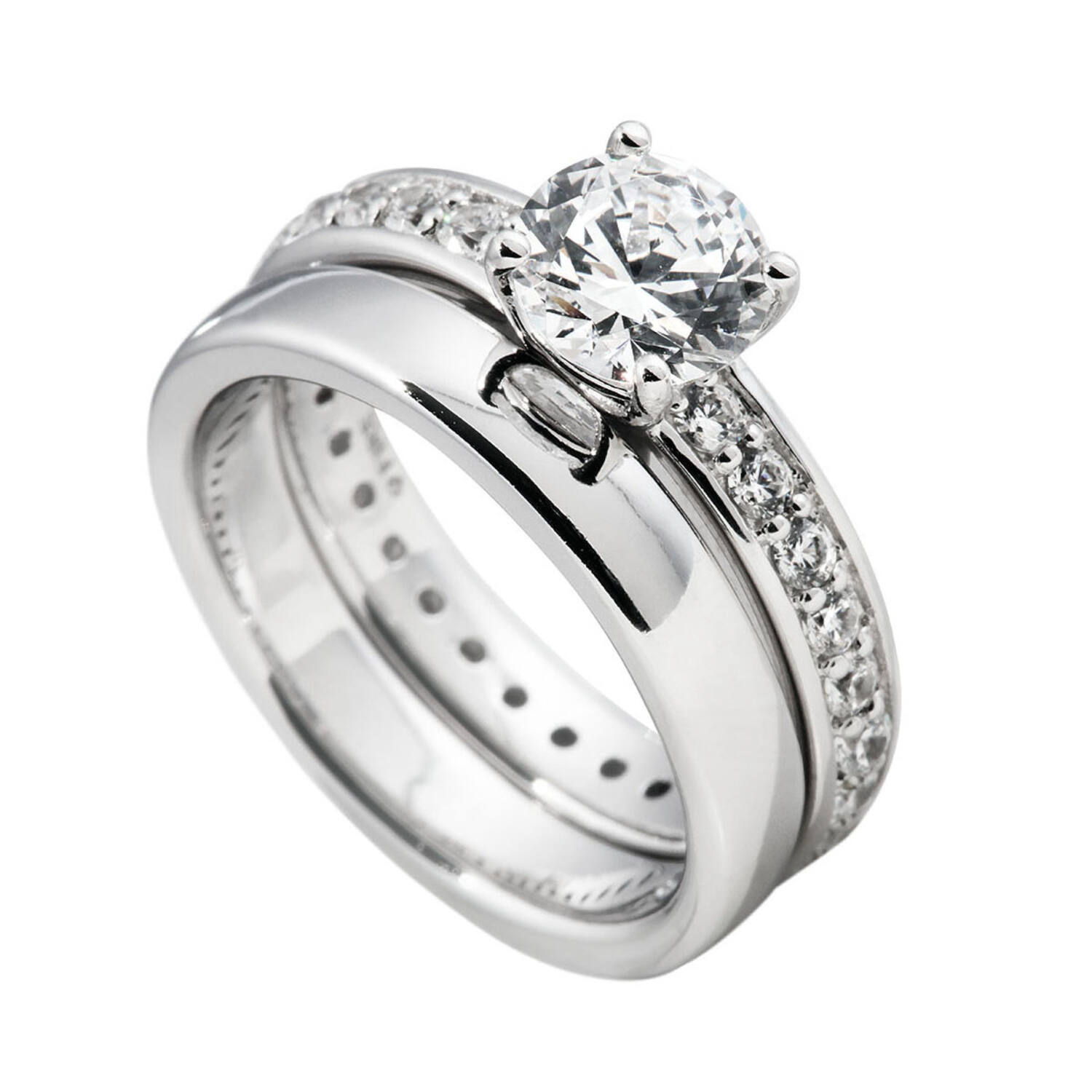  Ringe mit Stein - Silber - Zirkonia