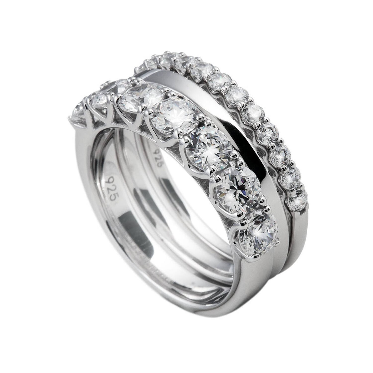  Ringe mit Stein - Silber - Zirkonia