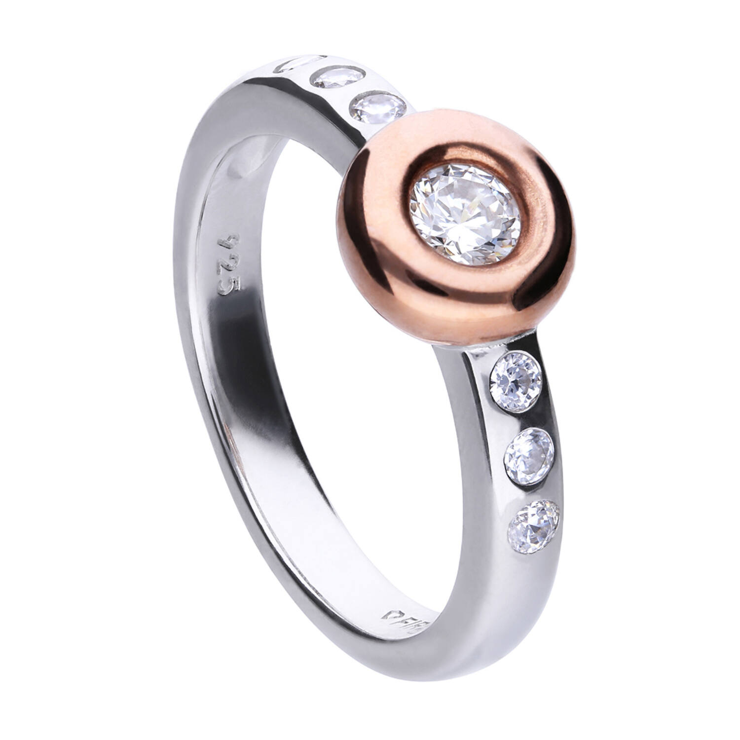 Ringe mit Stein - Silber - Zirkonia