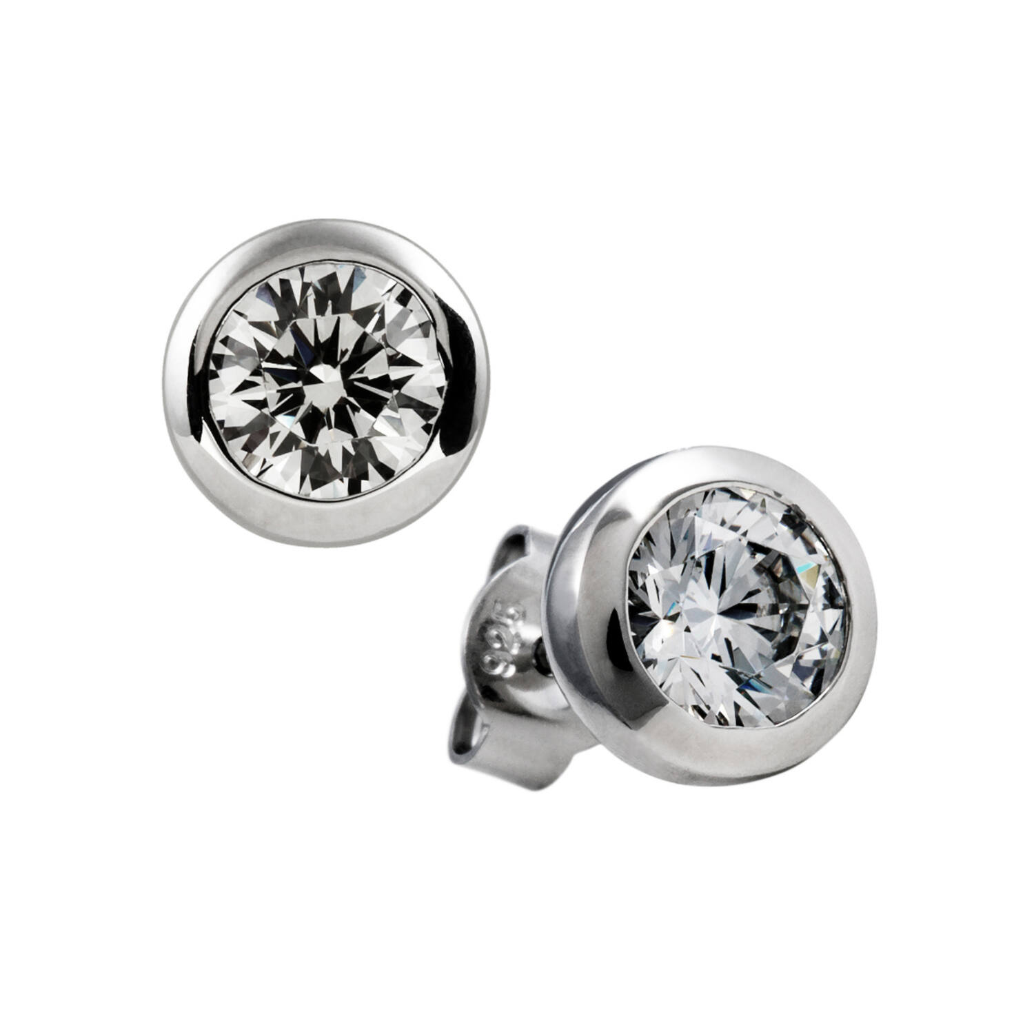  Boucles d'oreilles à puces - Argent - Zircone