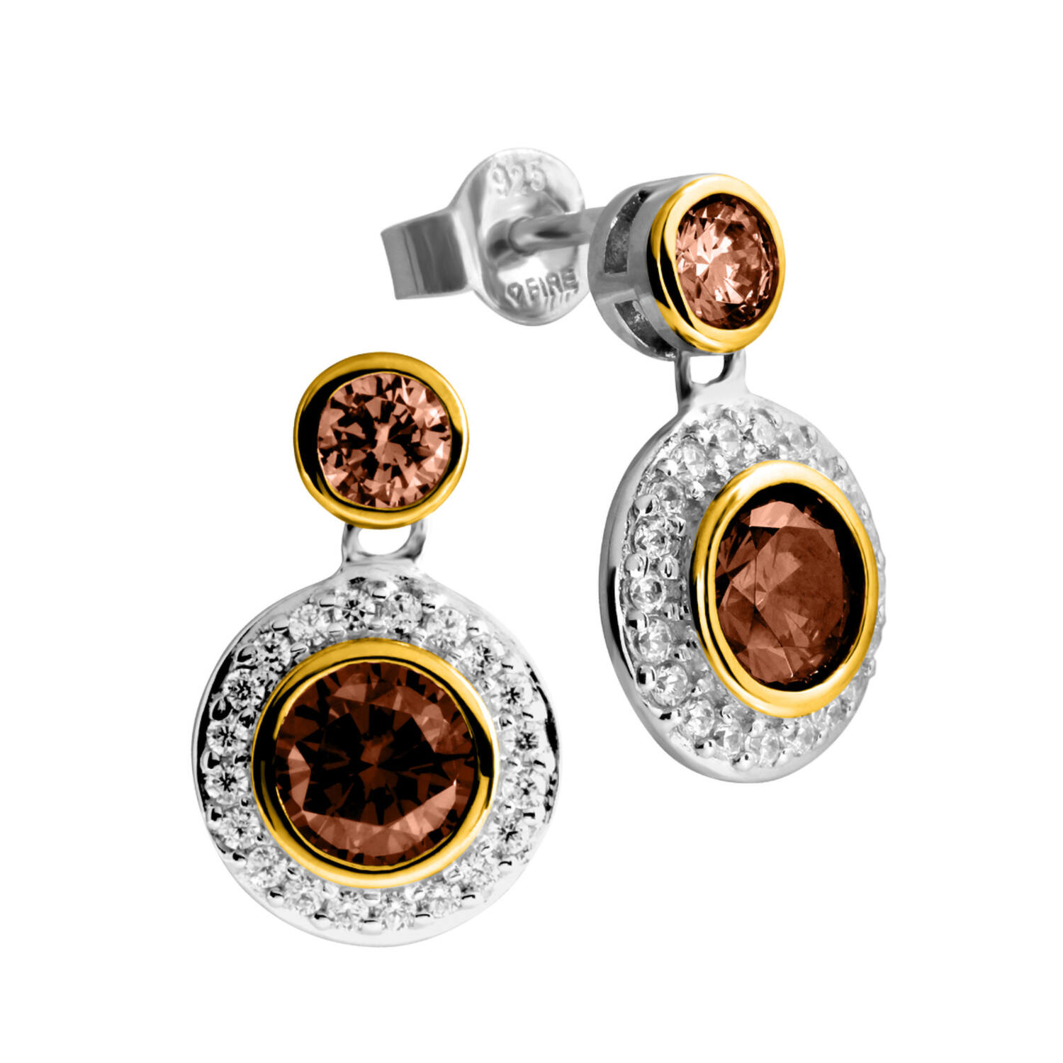  Pendant earrings - Silver - Zirconia