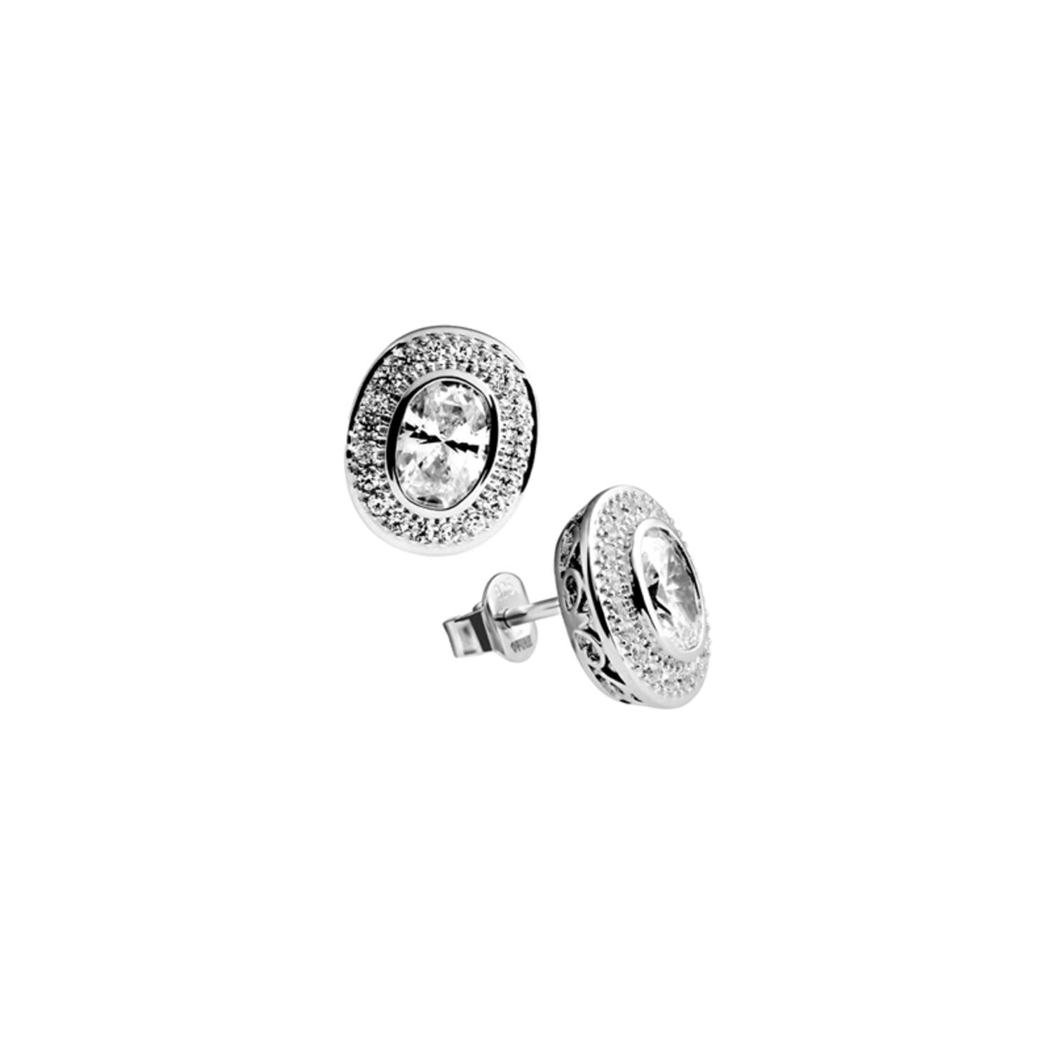 Boucles d'oreilles à puces - Argent - Zircone