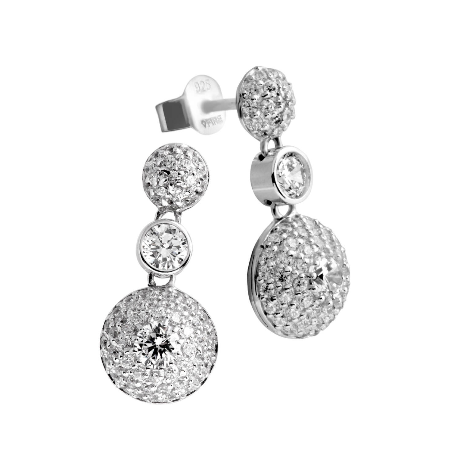  Pendant earrings - Silver - Zirconia