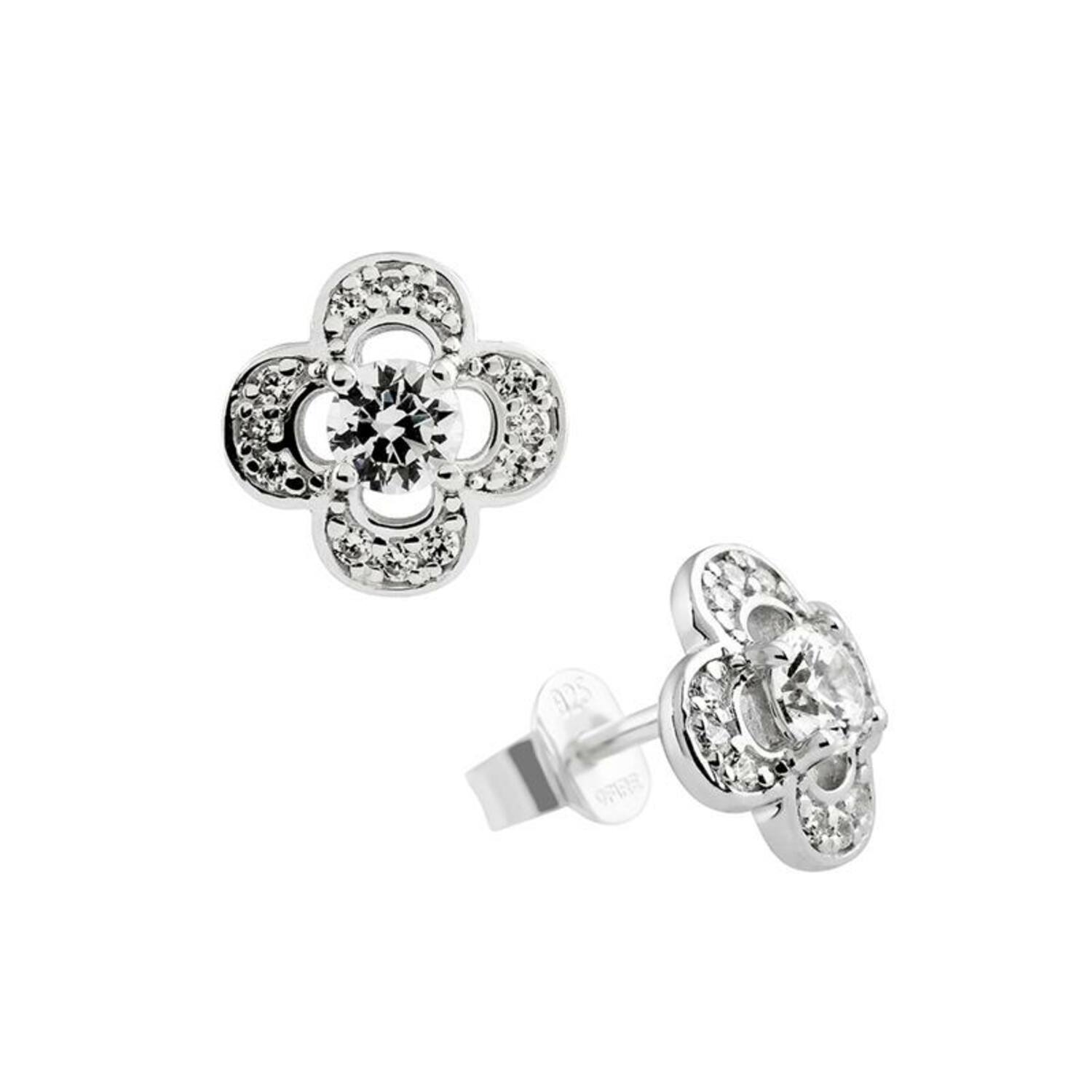  Boucles d'oreilles à puces - Argent - Zircone