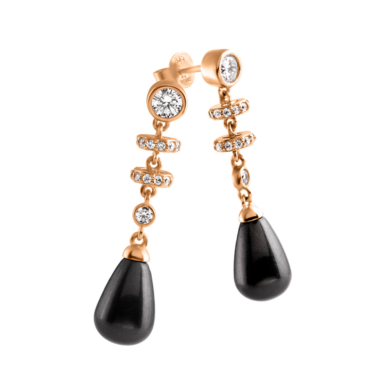  Boucles d'oreilles pendantes - Argent - Zircone