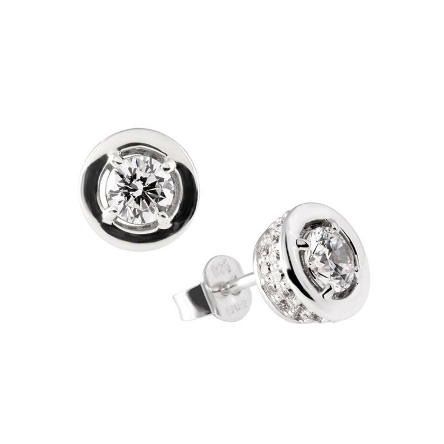 Boucles d'oreilles à puces - Argent - Zircone