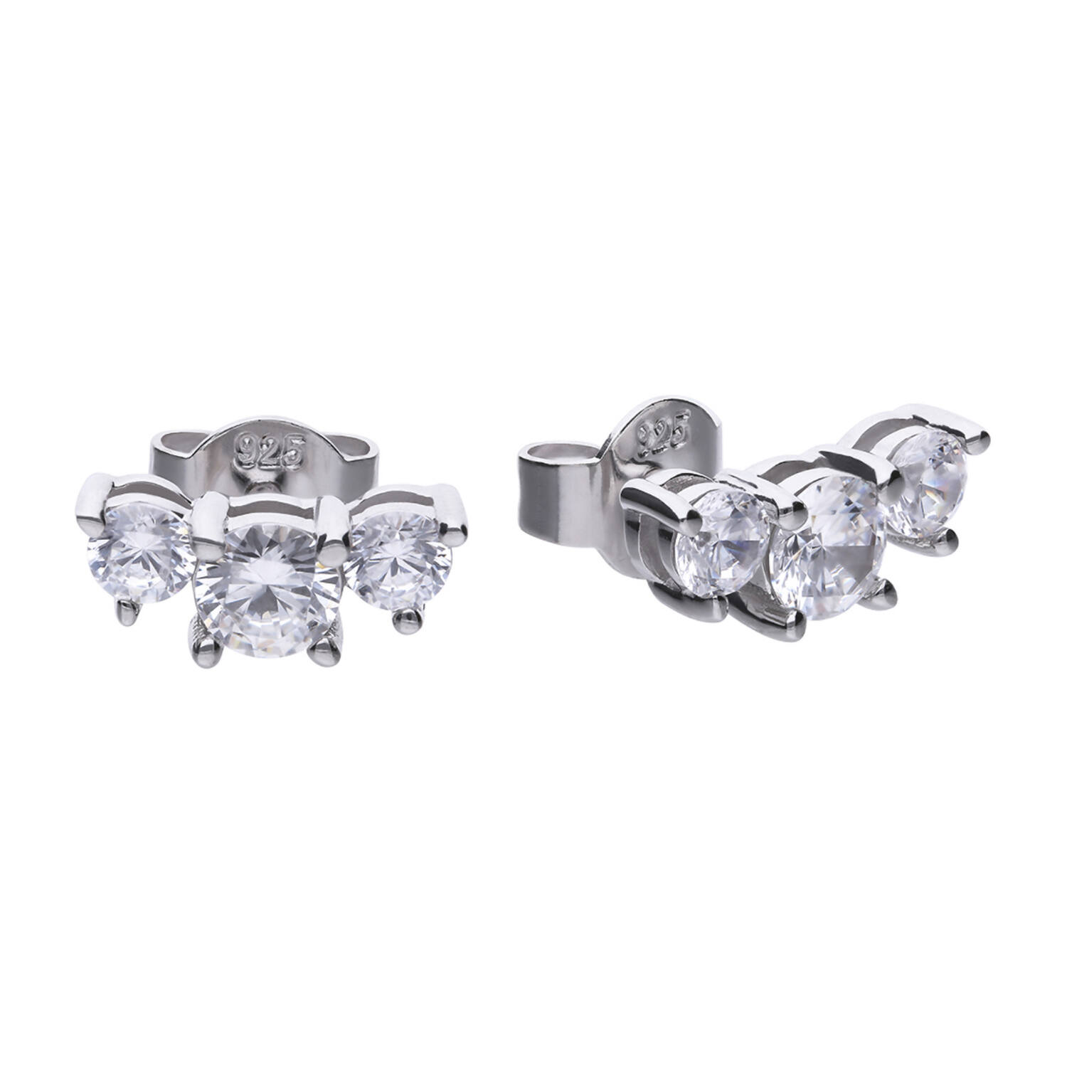  Boucles d'oreilles à puces - Argent - Zircone