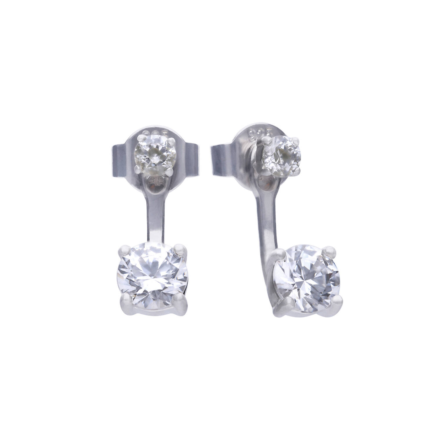  Boucles d'oreilles à puces - Argent - Zircone