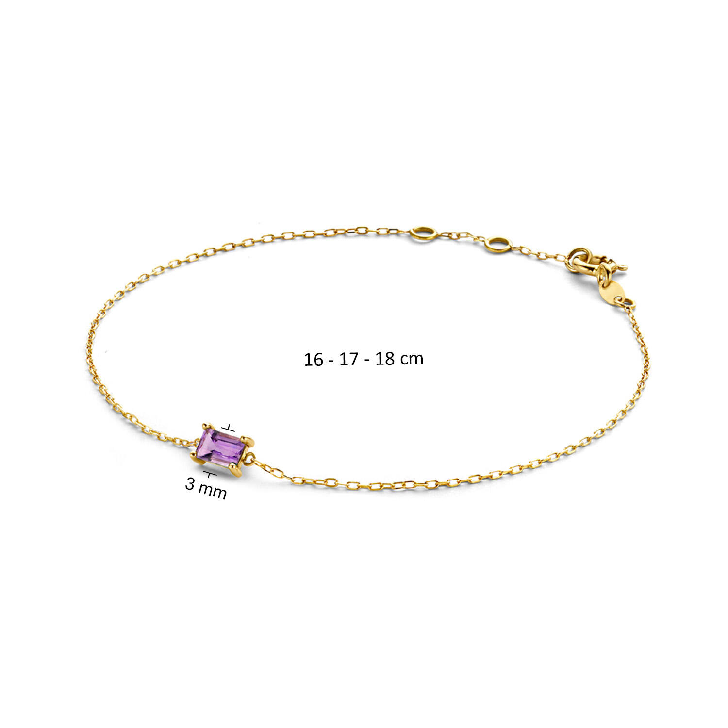 Medina Amethyst Bracelet - 5x3mm - 16-17-18cm - 585