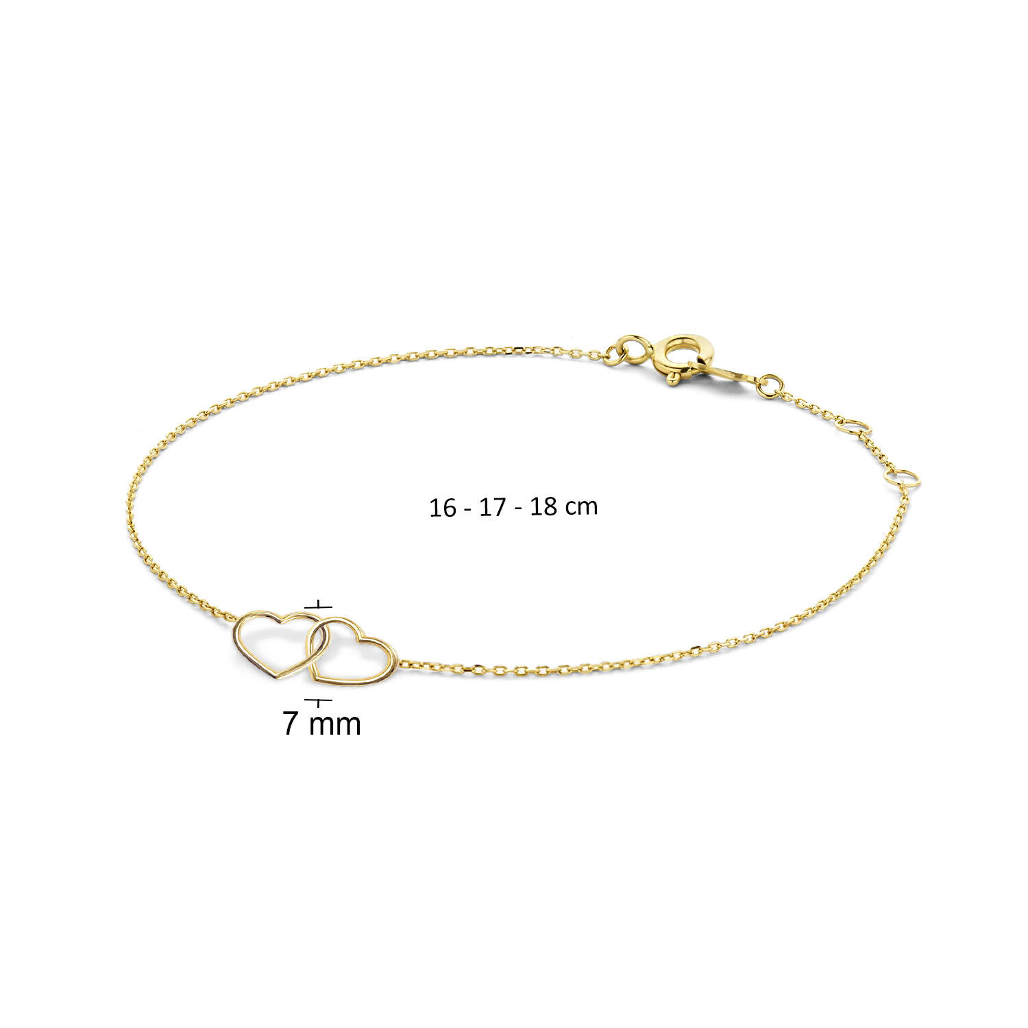 Double Heart Bracelet - 16-17-18cm - 585