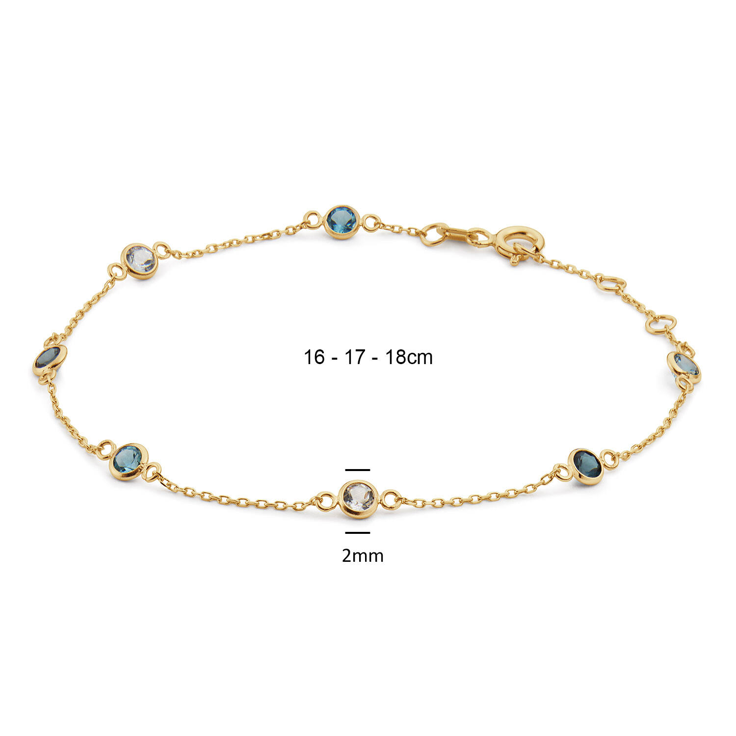African Blue Topaz Bracelet - 16-17-18cm - 585