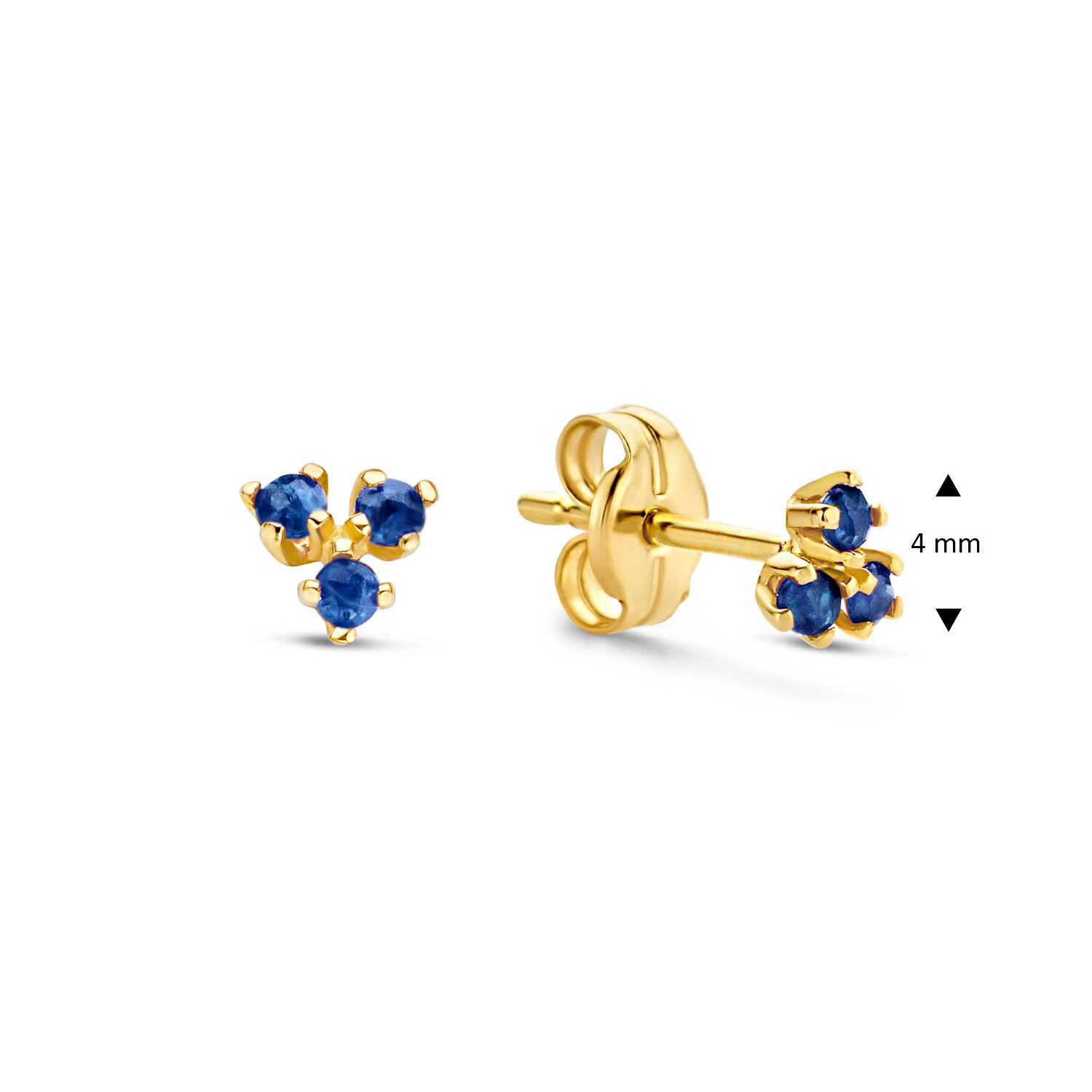 Triangle Sapphire Studs - 3.7mm - 585