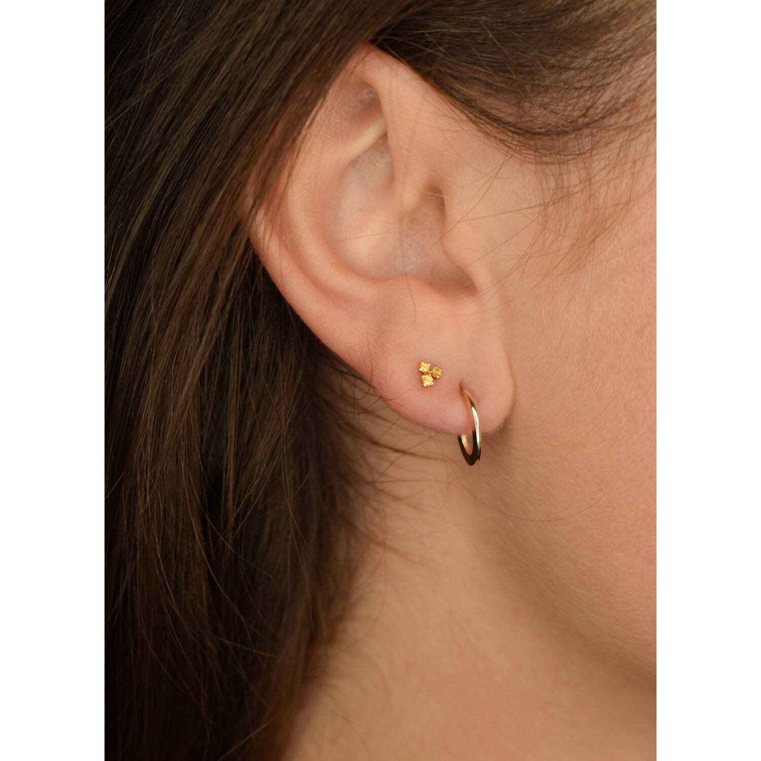 Triangle Citrine Studs - 3.7mm - 585