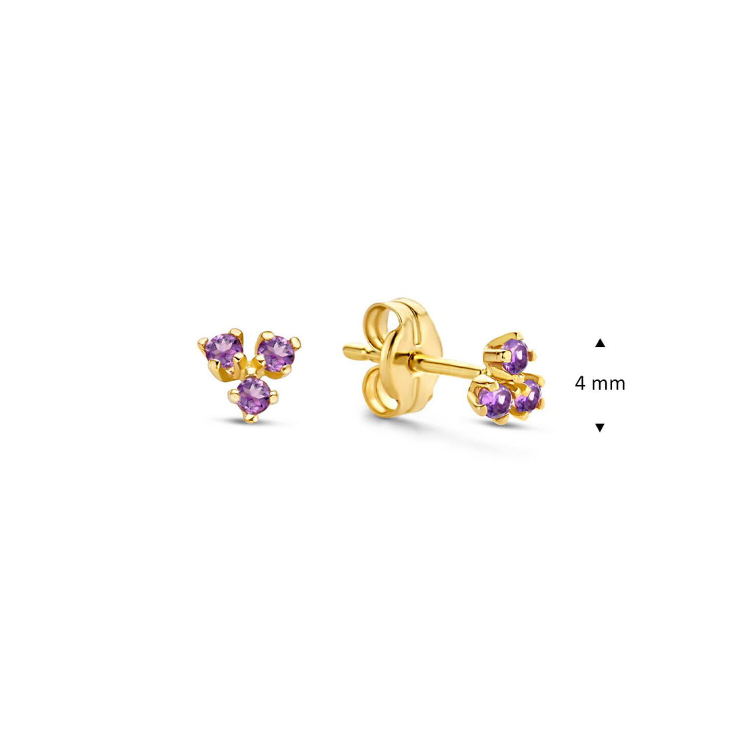 Triangle Amethyst Studs - 3.7mm - 585