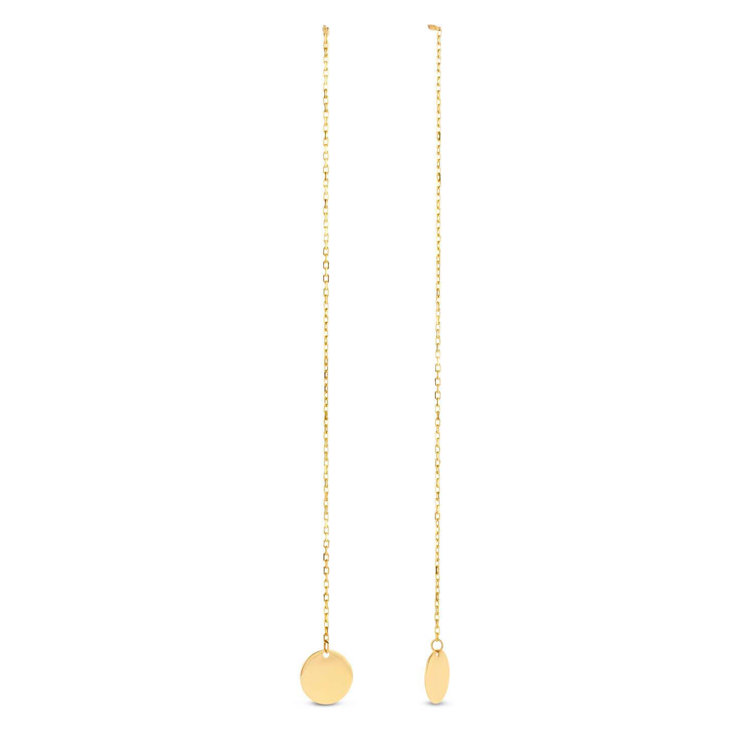 Threader Disc Earrings - 7mm - 9cm - 585