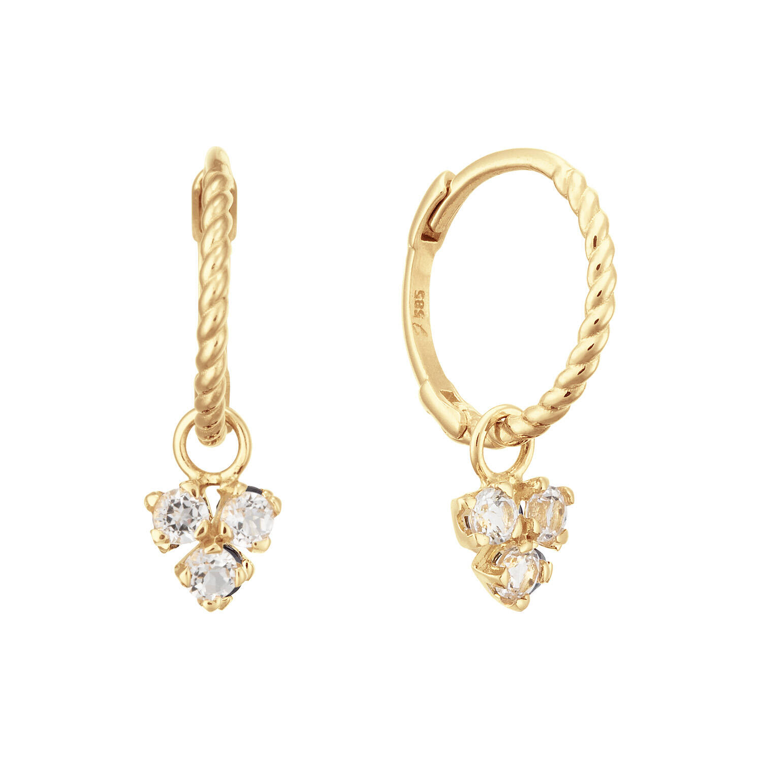 Triangle White Topaz Hoops - 15mm - 585