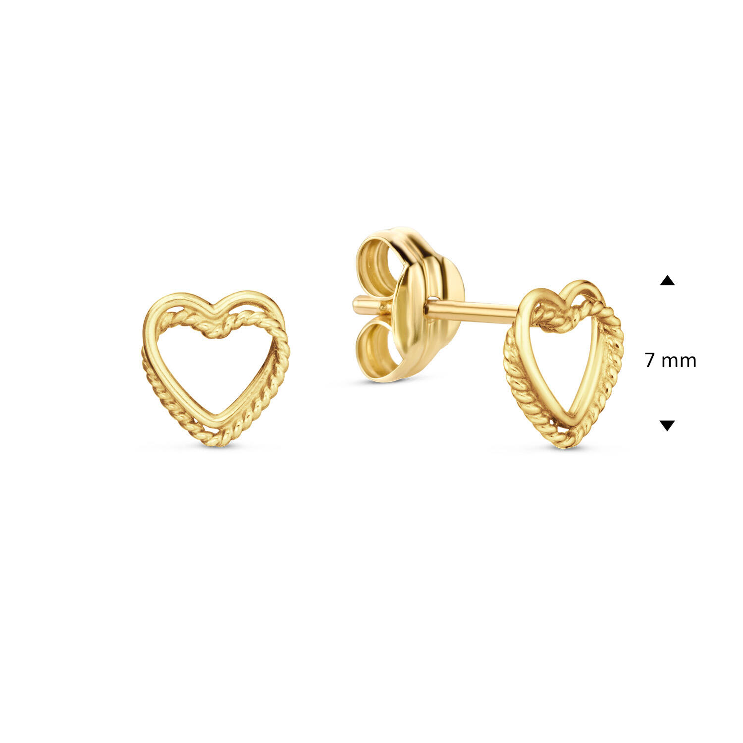 Twisted Heart Studs - 7mm - 585