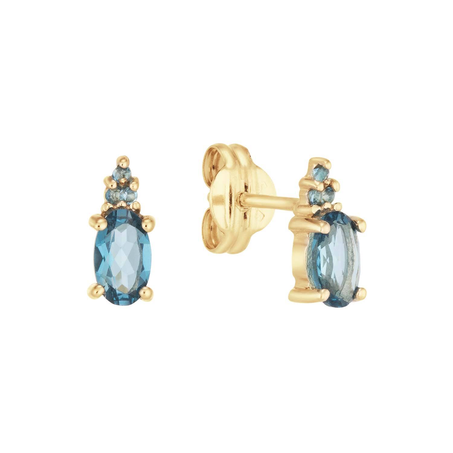 Vintage London Blue Topaz Studs - 8mm - 585
