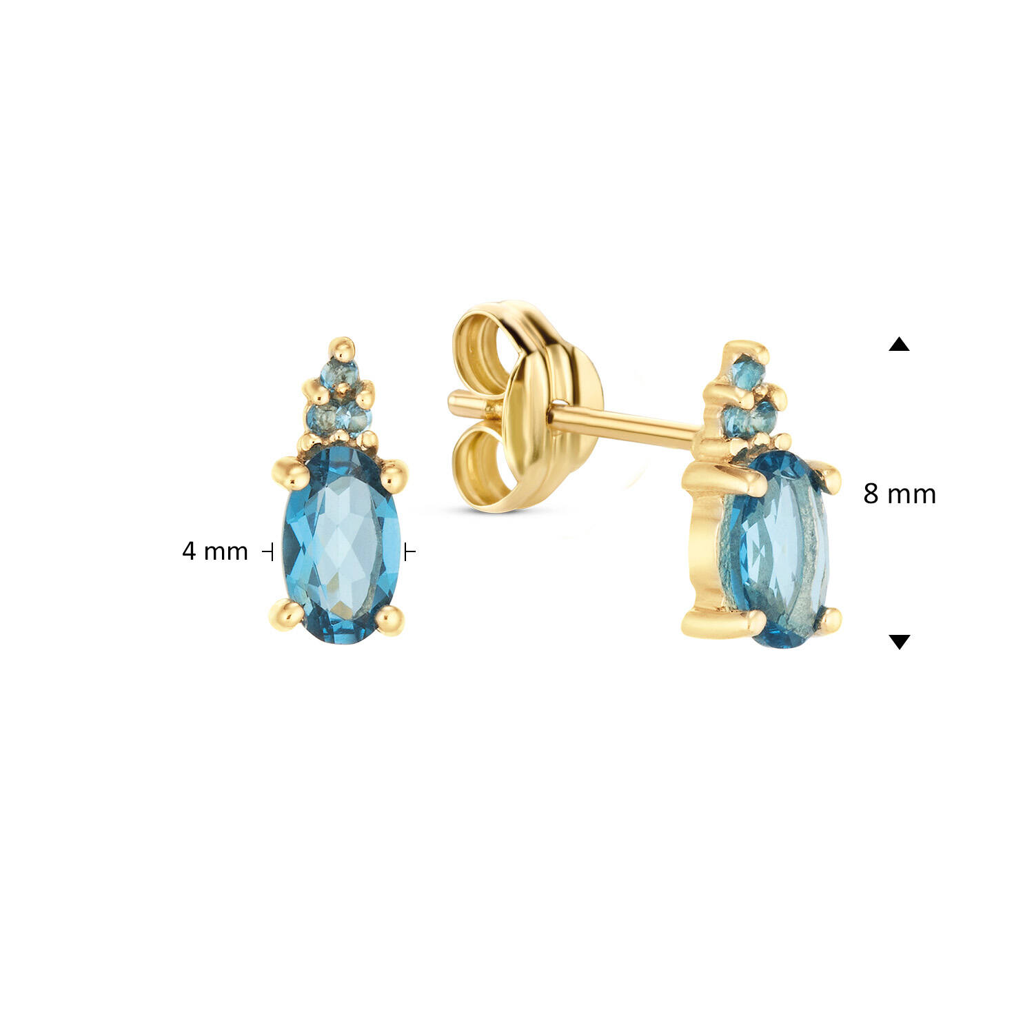 Vintage London Blue Topaz Studs - 8mm - 585