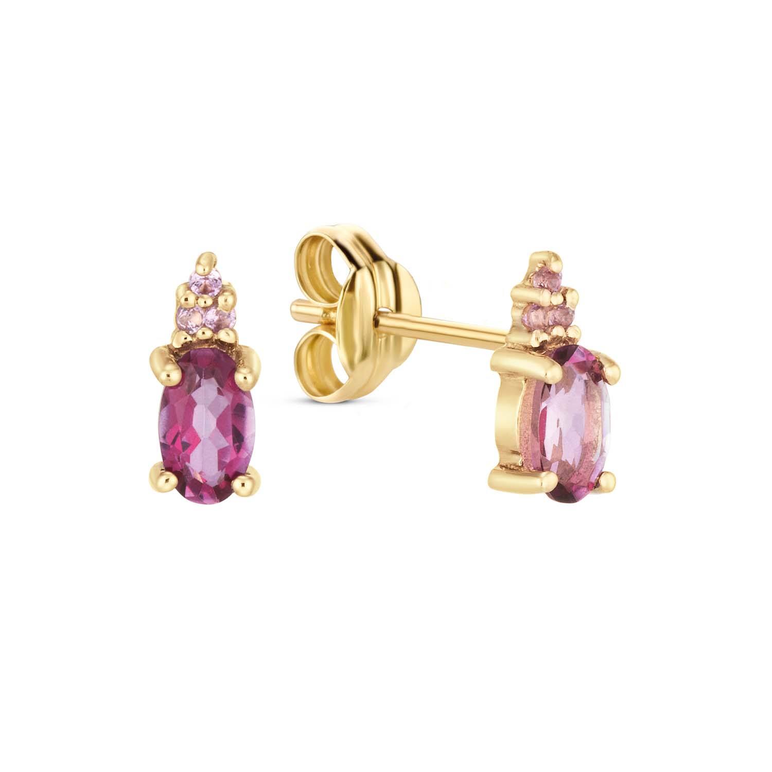 Vintage Pink Topaz Studs​ - 8mm - 585