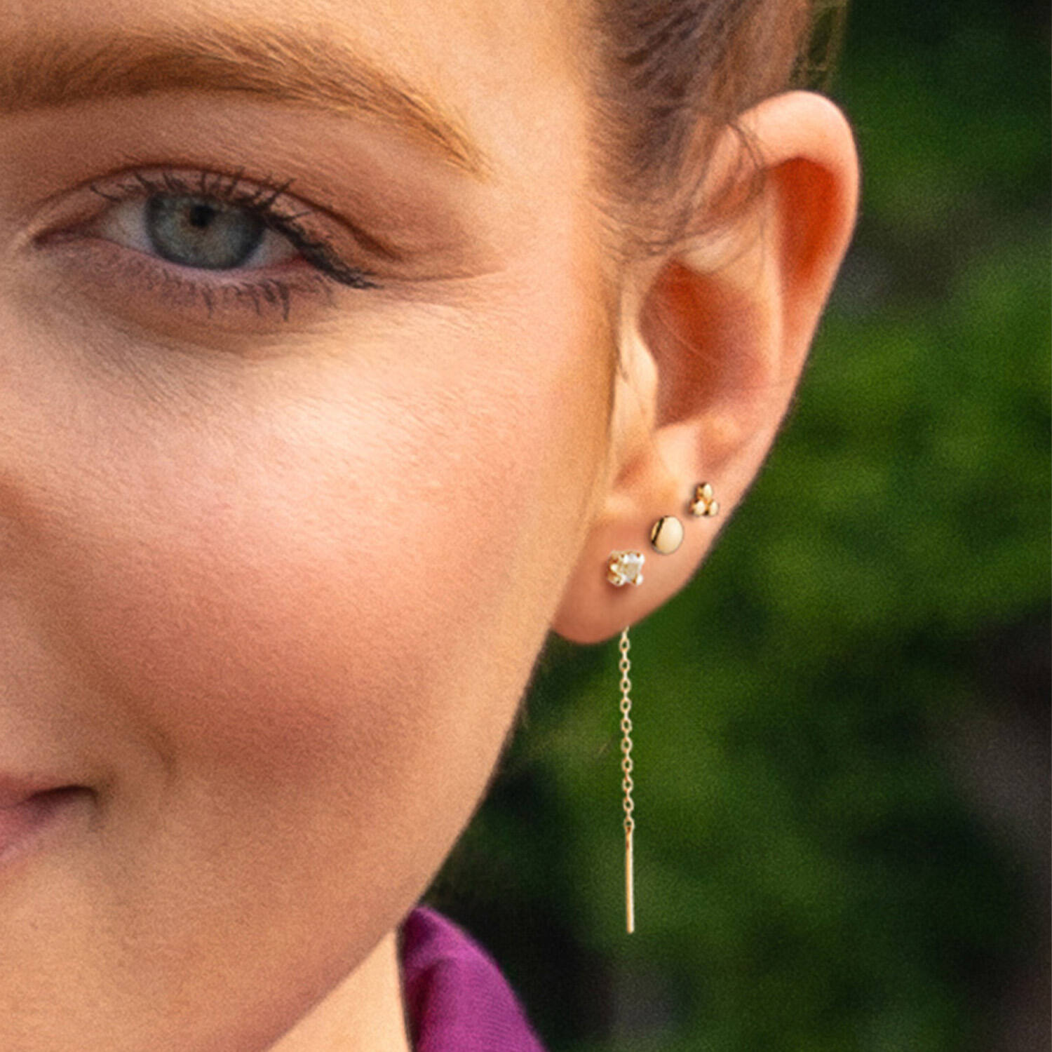 Jackie Van Gogh White Topaz Threater Studs - 4cm - 585
