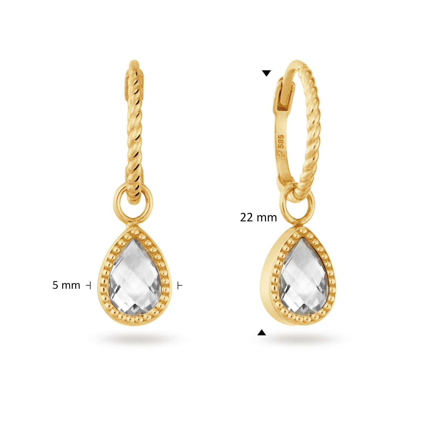 Amstel White Topaz Hoops - 22m - 585
