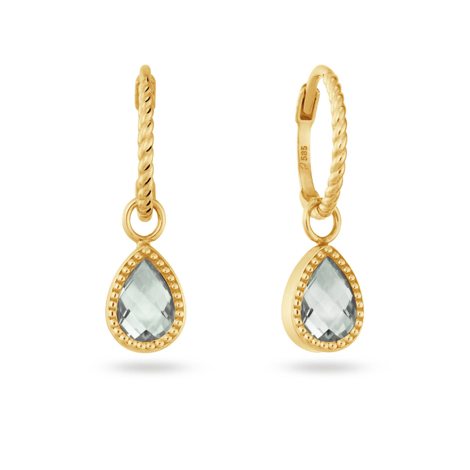 Amstel Green Amethyst Hoops - 22mm - 585