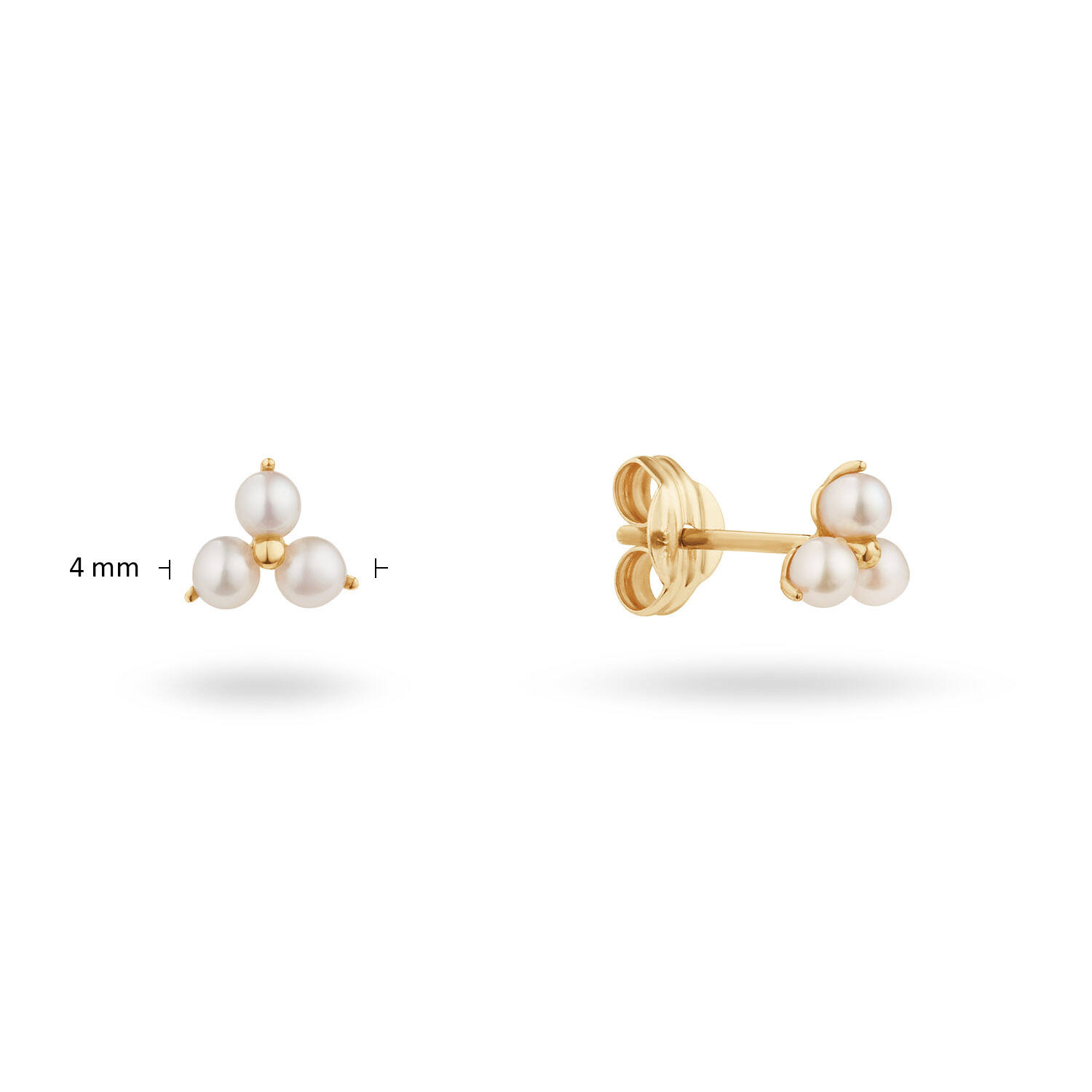 Robben Island Triangle Pearl Studs - 4mm - 585