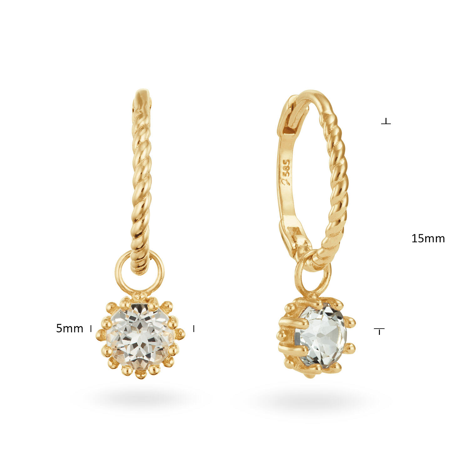 Kruger White Topaz Hoops - 15mm - 585