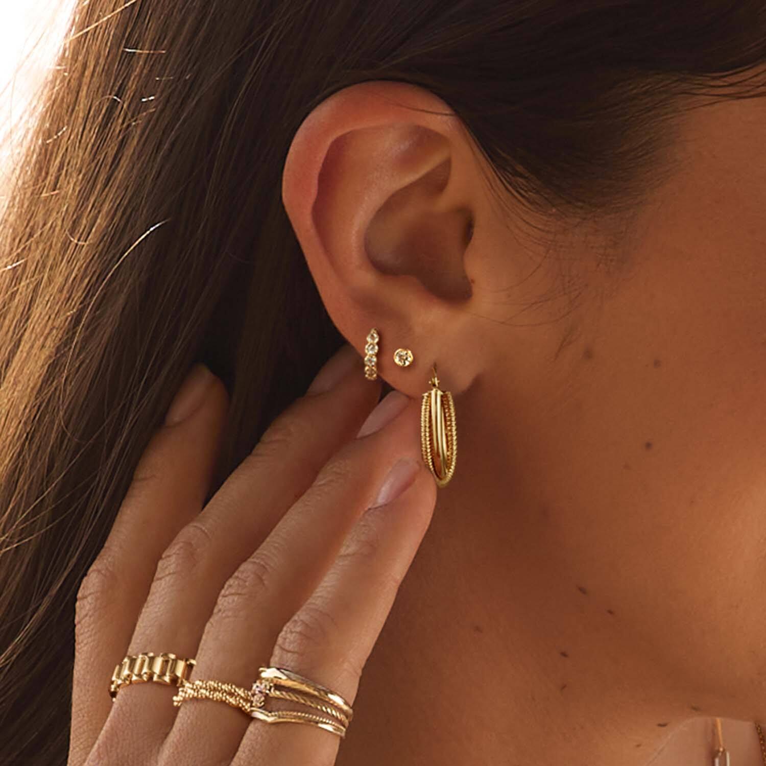Nebula White Topaz Hoops - 8mm - 585