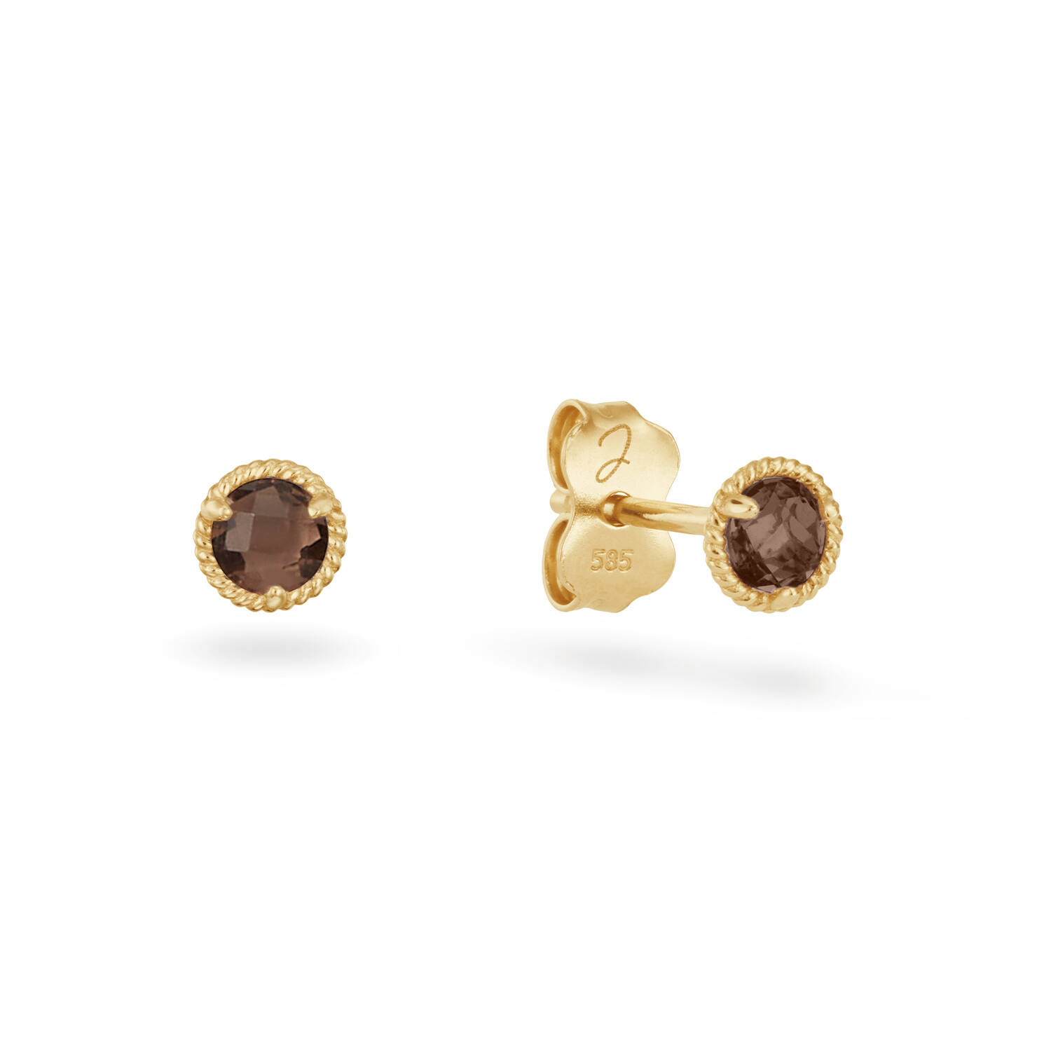 Mosaic Smoky Quartz Studs - 4mm - 585