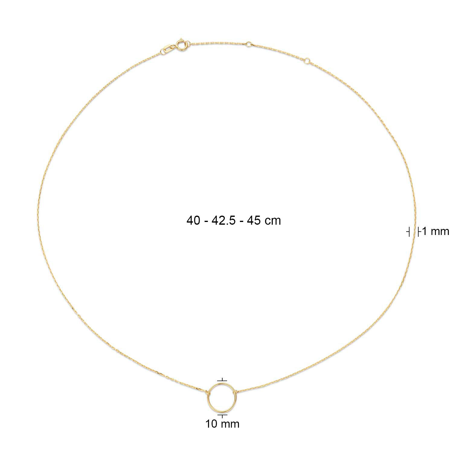 Circle Silhouette Necklace - 11,3mm - 40-42,5-45cm - 585