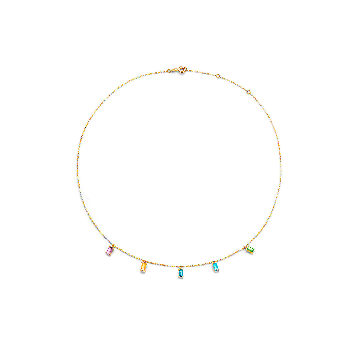 Medina Multi Gem Necklace - 42cm - Amethyst Citrine London bl Topaz Sky bl Topaz Peridot - 585