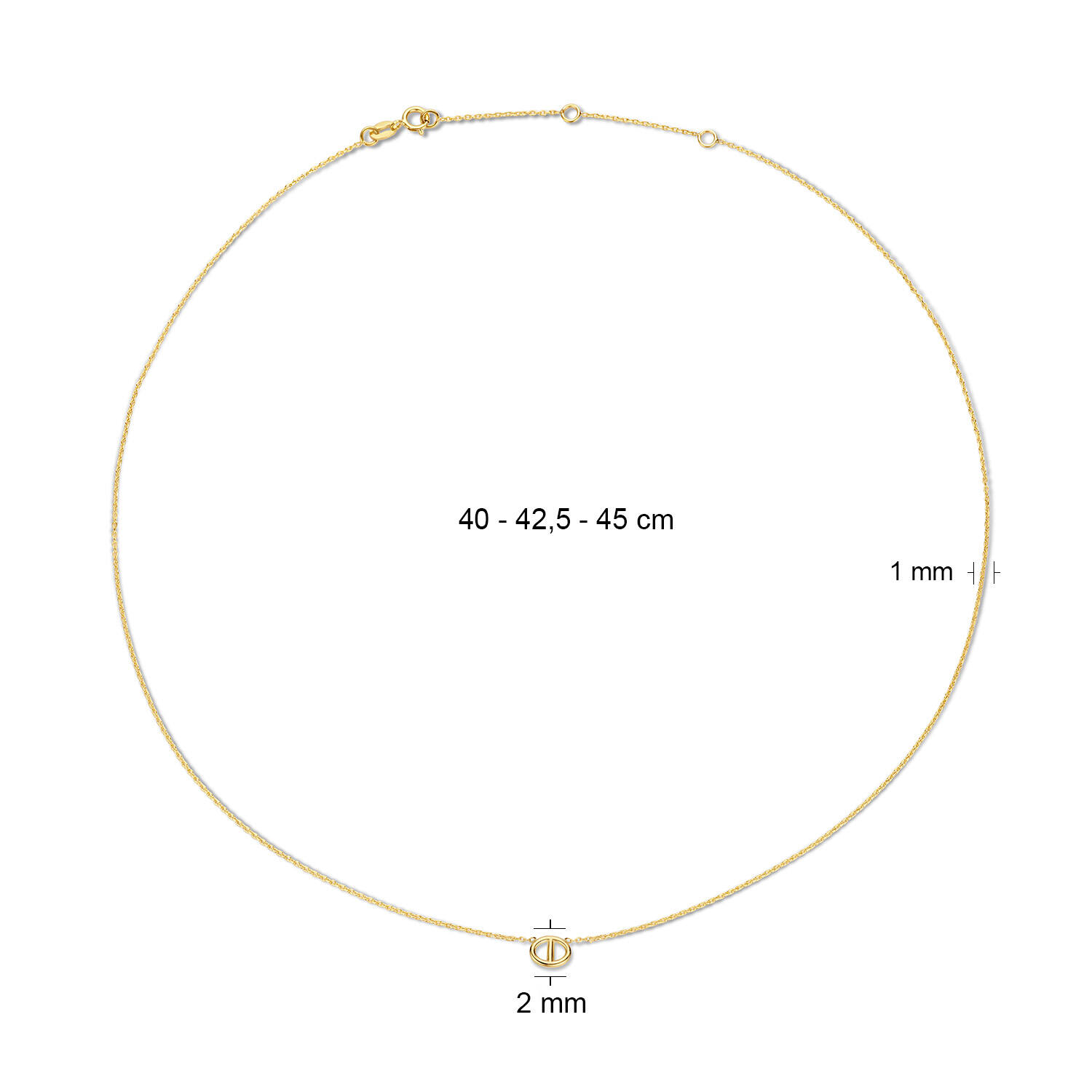 Marine Necklace  - Goud - 6,5 mm - 40-42,5-45 cm