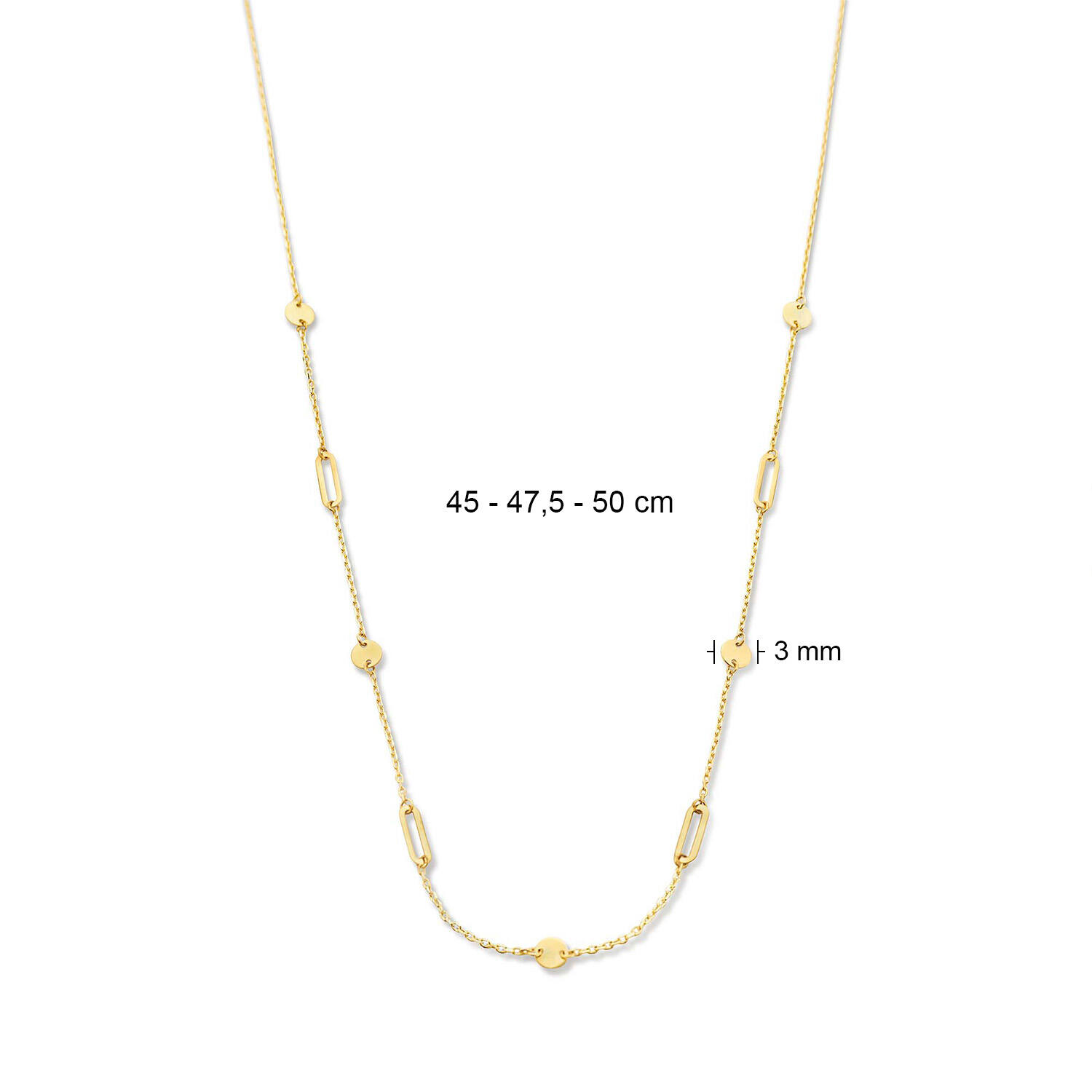 Beaux Arts Necklace - 3x1mm - 45-47,5-50cm - 585