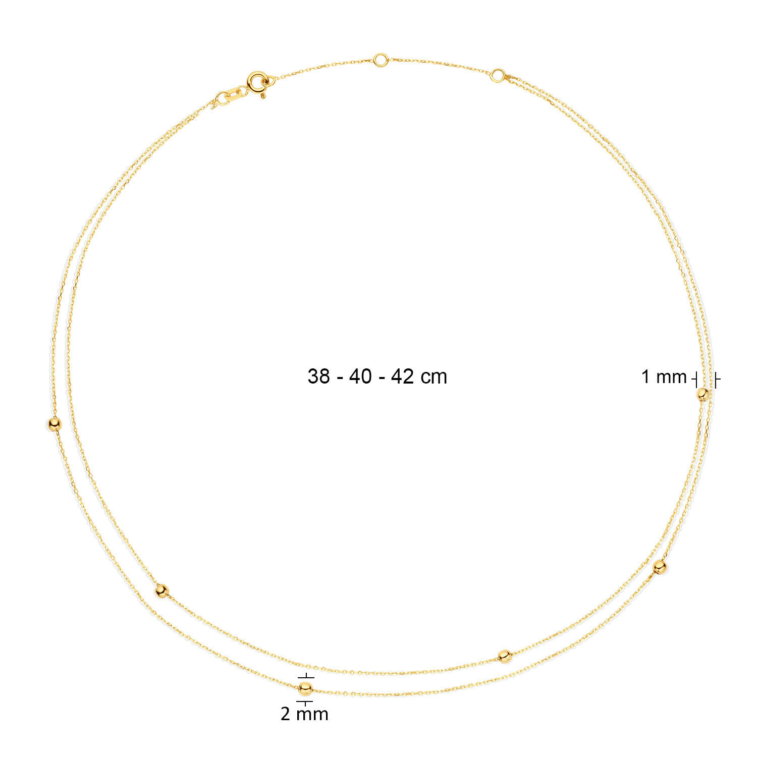 Double Bubble Necklace - 38-40-42cm - 585