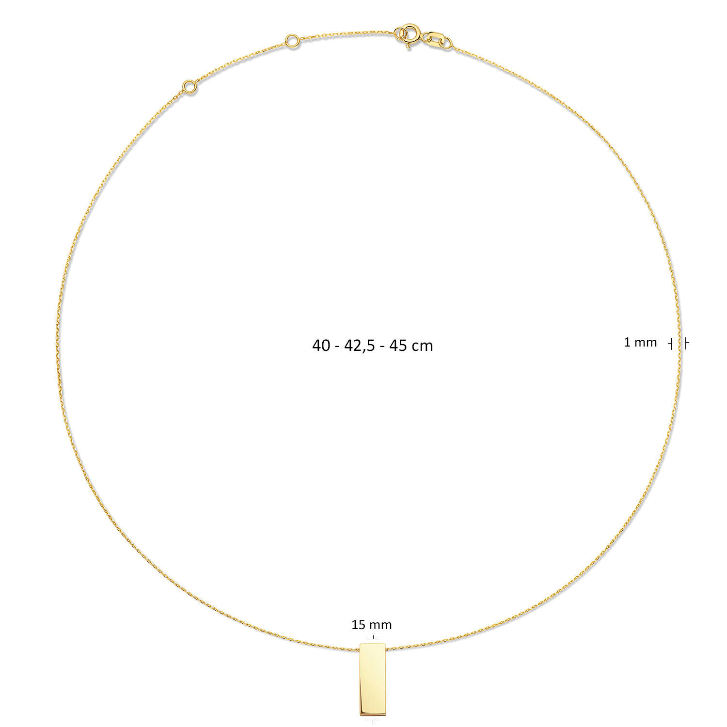 Engraving Bar Necklace - 40-42,5-45cm - 585