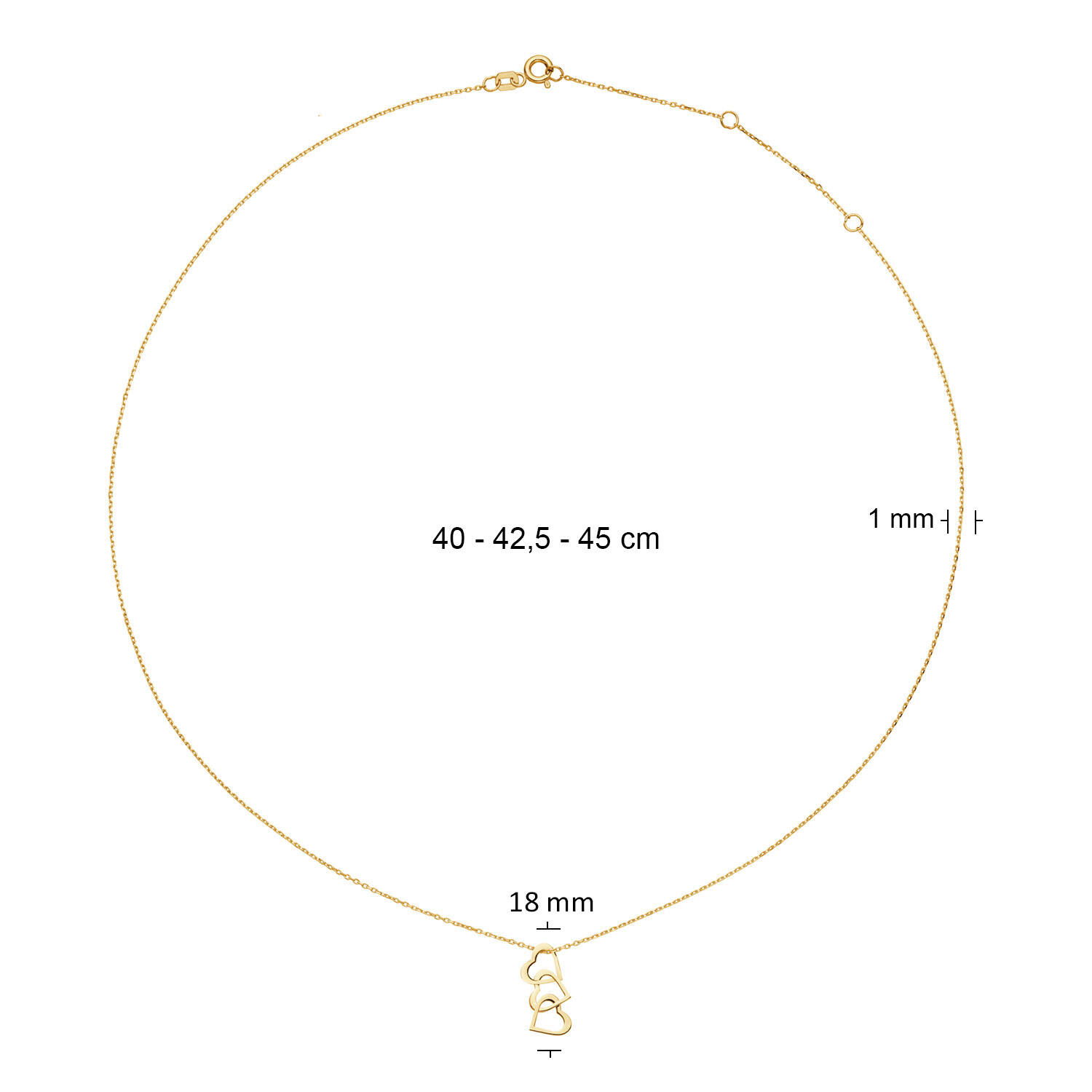 Jackie Moving Love Necklace - 40-42,5-45cm - 585