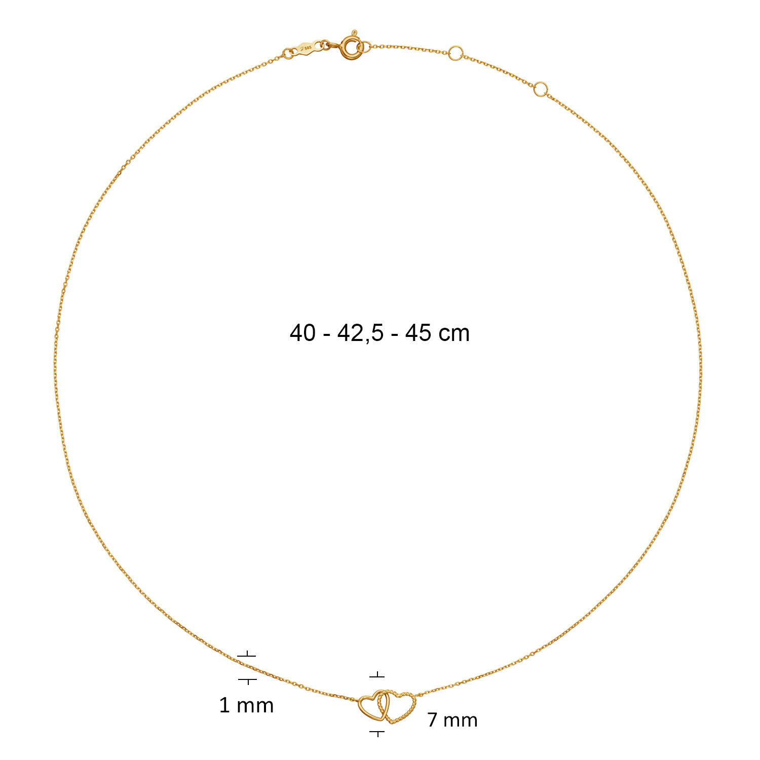 Jackie Connected Love Necklace - 40-42,5-45cm - 585