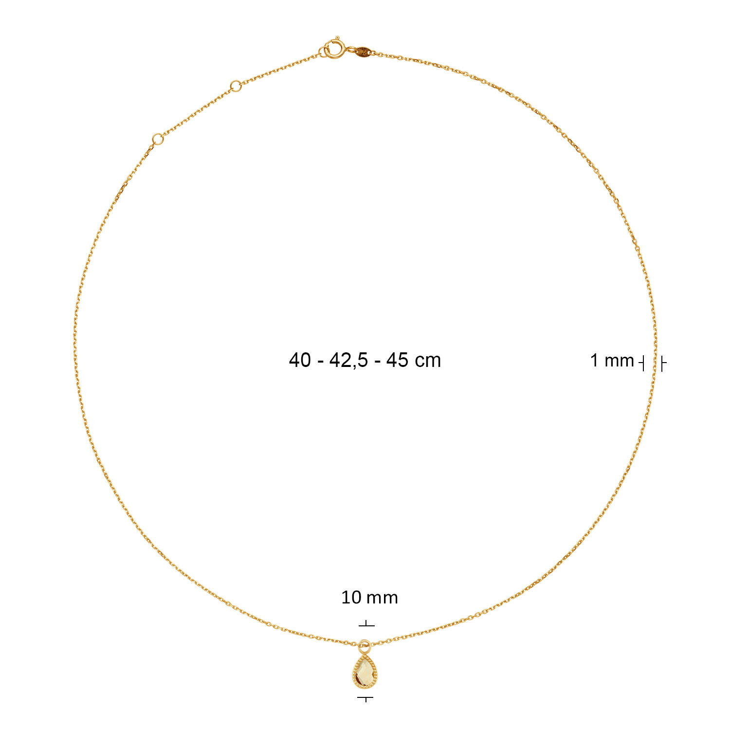 Jackie Amstel Citrine Necklace - 40-42,5-45cm - 585