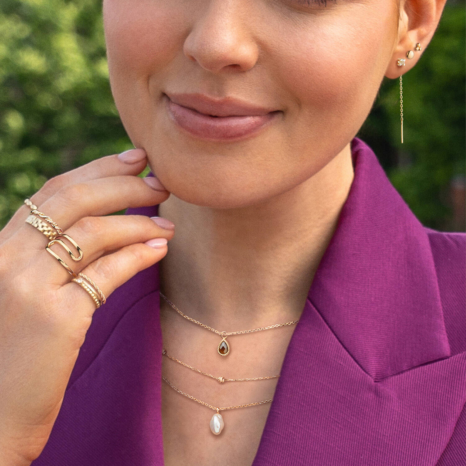 Jackie Amstel Smoky Quartz Necklace - 40-42,5-45cm - 585
