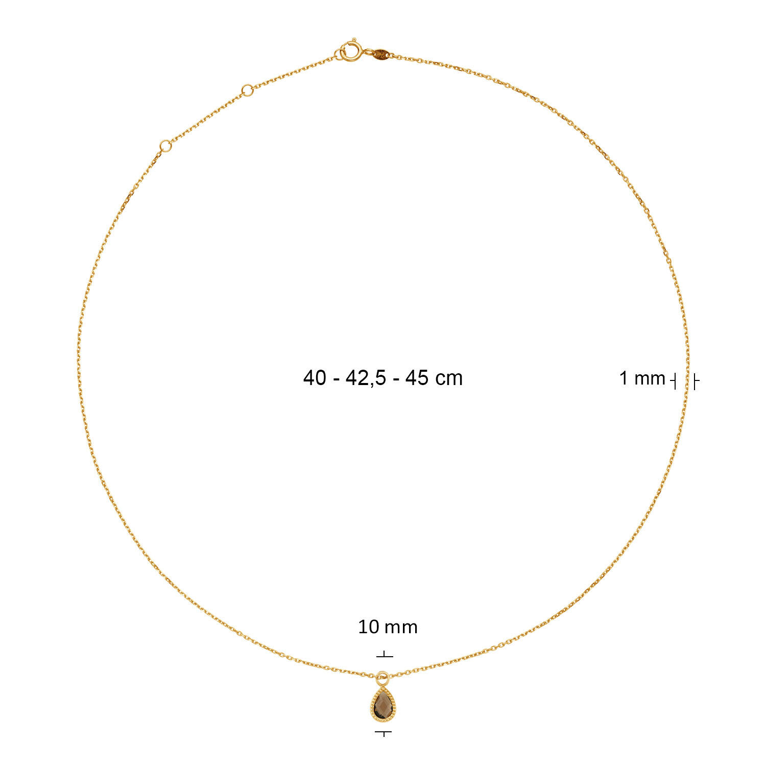 Jackie Amstel Smoky Quartz Necklace - 40-42,5-45cm - 585