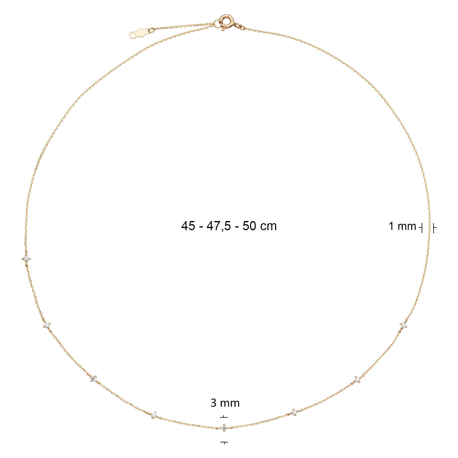 Jackie White Topaz Necklace - 45-47,5-50cm - 585