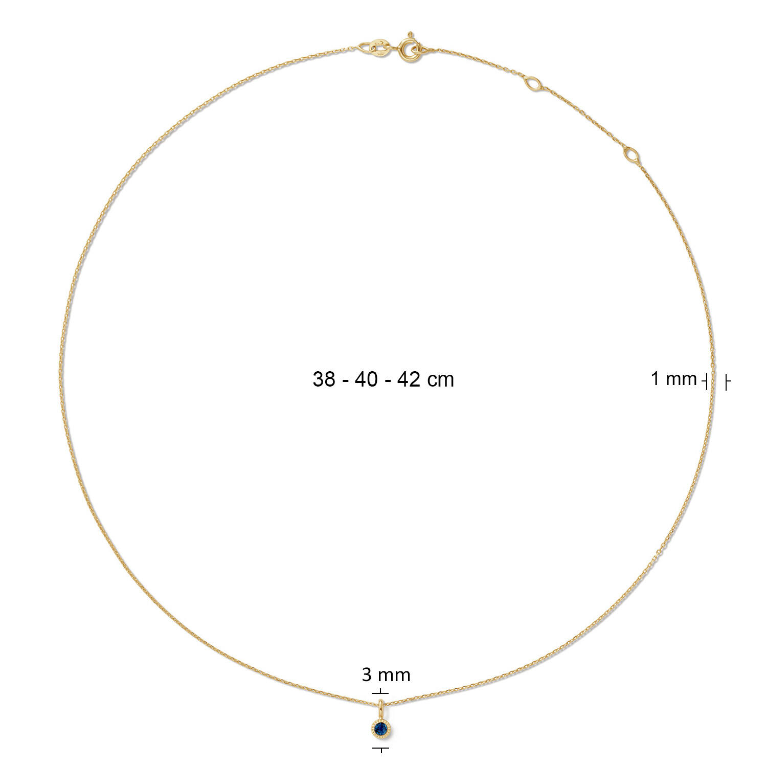 Kirstenbosch London Blue Topaz Necklace - 38-40-42cm - 585
